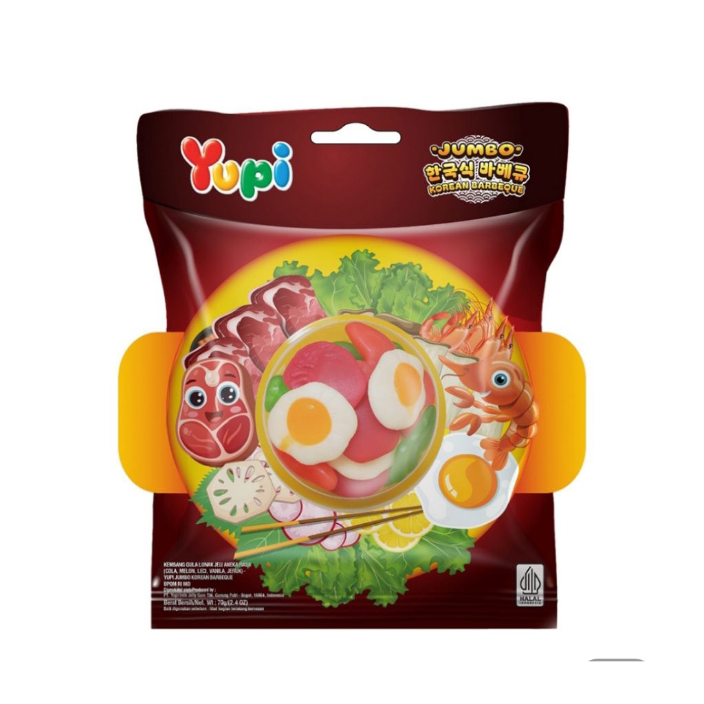 Yupi Permen Gummy Korean Berbaque Jumbo 70gr