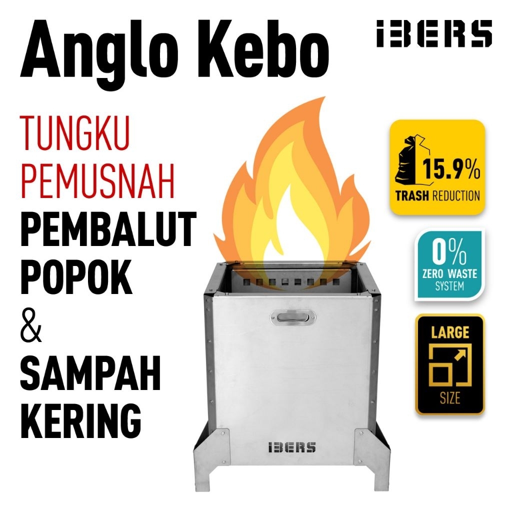 TUNGKU PEMBAKAR PEMBALUT, SAMPAH KERING, POPOK BAYI, ANGLO KEBO TUNGKU SERBAGUNA PEMUSNAH LIMBAH RUM