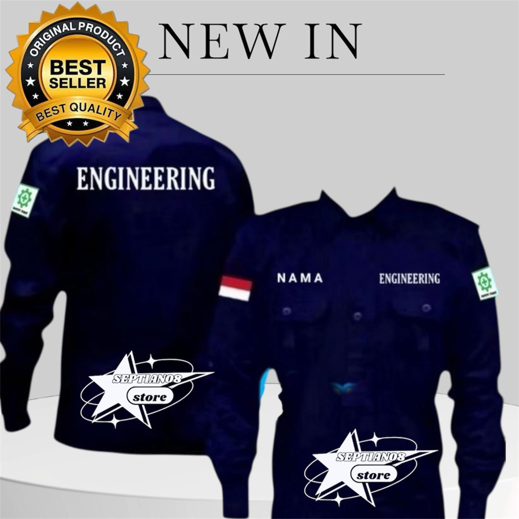 kemeja seragam engineering terbaru full bordir baju engineering free nama