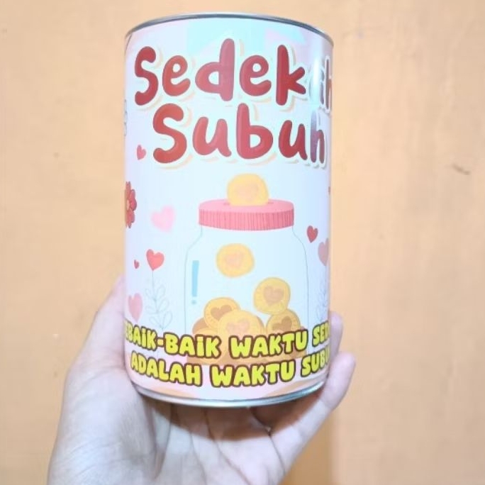 celengan sedekah subuh full kaleng 14cm*8,5cm