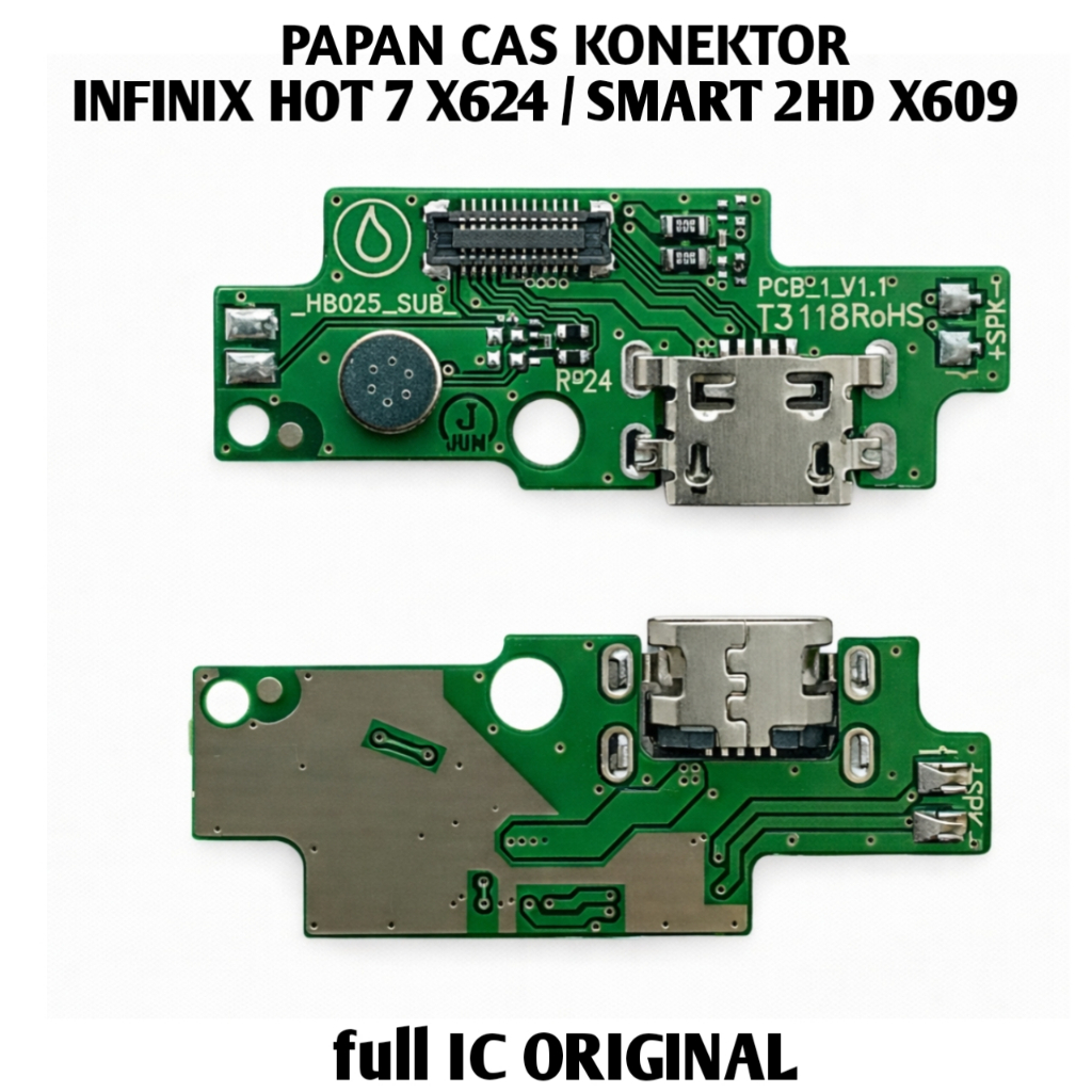 papan cas infinix hot 7 X624 / Smart 2 HD X609 original konektor pcb full ic board pengganti conekto