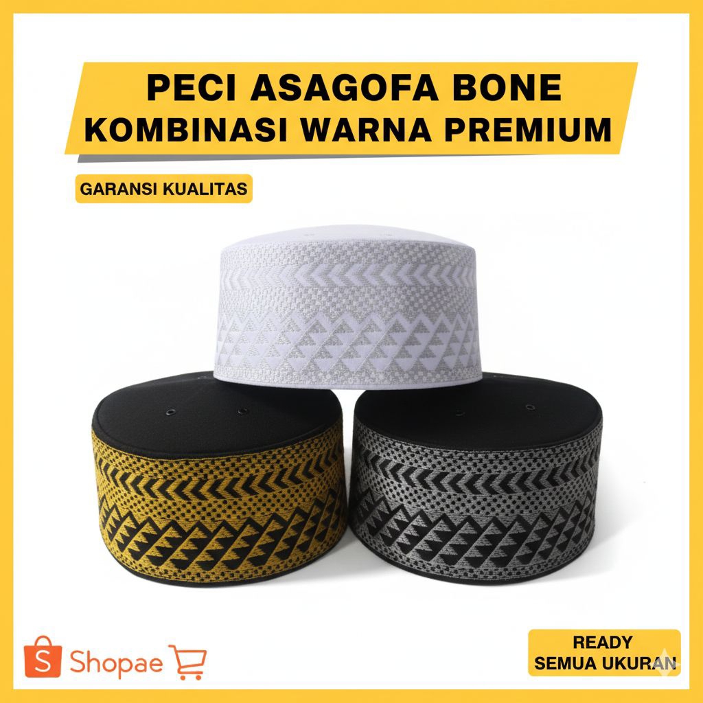 PECI ASSAGOFAH BUGIS KOPIAH BUGIS BONE SONGKOK ASAGOFAH BUGIS MURAH Songkok Recca Bugis Bone (COD) S