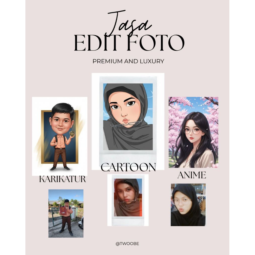 Jasa Edit Foto Jadi Karikatur Kartun 3D Anime | Wajah Tetap Mirip | HD Premium