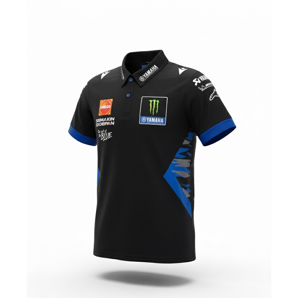 Monster Energy Yamaha MotoGP 2025 Man Team Replica Polo Shirt kaos polo pria racing