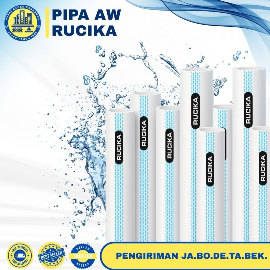 PIPA RUCIKA AW GARIS BIRU 6 INCH PANJANG 4 METER | PER BATANG