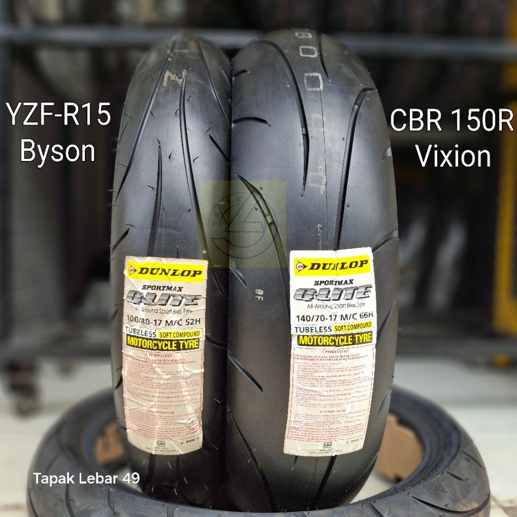 DUNLOP Qlite Paket 100.80.17 dan 140.70.17 Ban Soft Compound Paling Awet Murah Ramah Lingkungan Kual