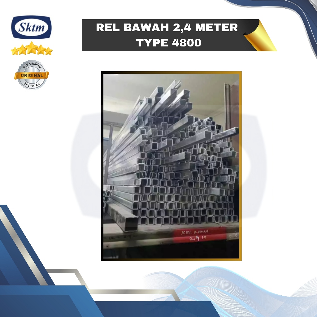 Rel Bawah 2,4 Meter 4800 Komponen Pintu Garasi Sliding Tikung Lipat Non Merek