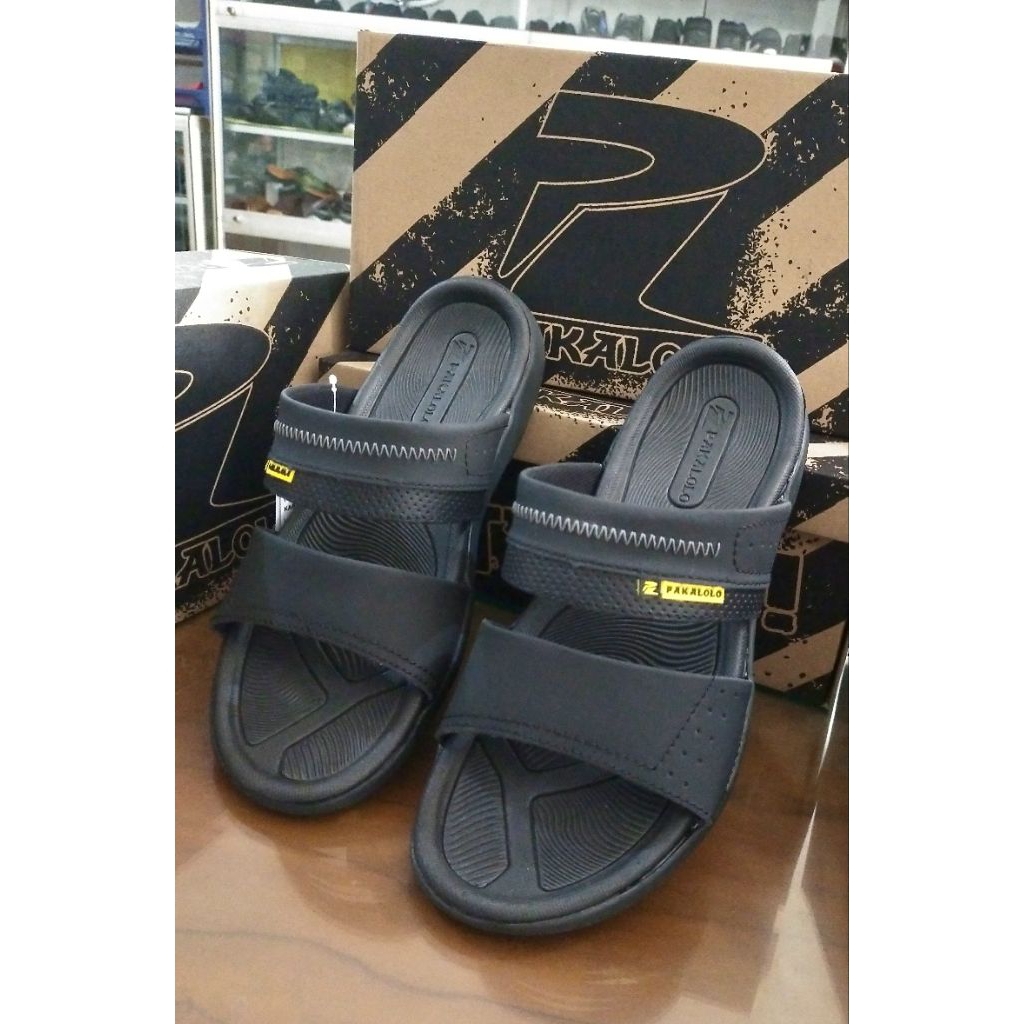 sandal kulit pria pakalolo original size 39 - 44 hitam