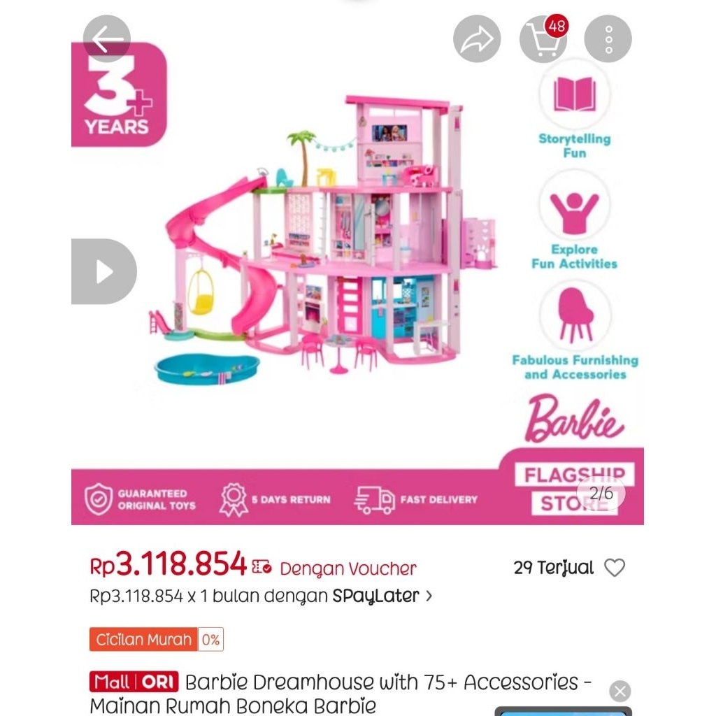 PRELOVED BARBIE DREAMHOUSE - RUMAH BARBIE
