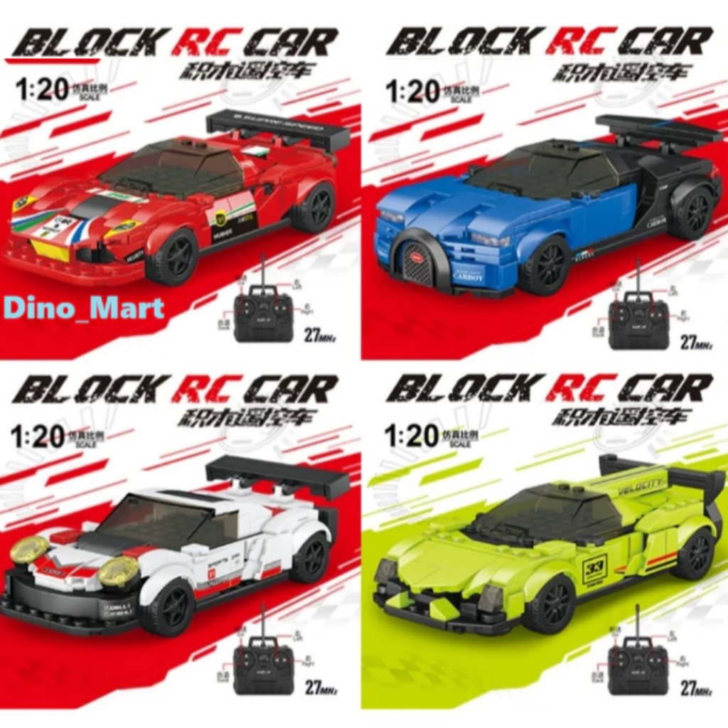Brick Mobil Balap Mainan Koleksi Rakitan Remote Control Block 1:20 Mainan Edukasi Balok Susun Anak L