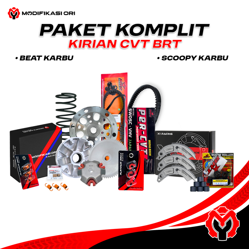 KVY - PAKET CVT KIRIAN BEAT KARBU - SCOOPY KARBU FULL BRT - PAKET AKSELERASI CVT - VBELT RACING-KAMP