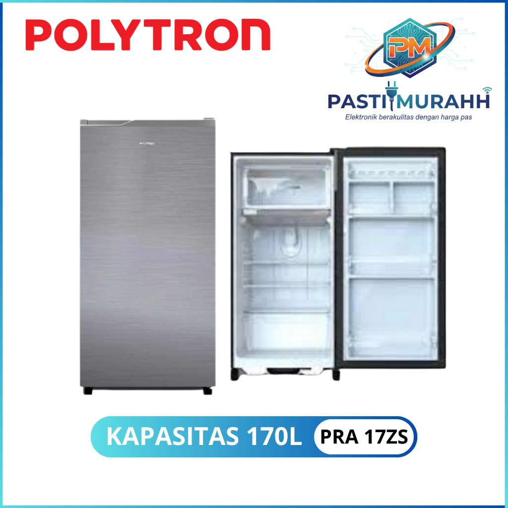 POLYTRON KULKAS PRA 17ZS (170L) KULKAS POLYTRON 1 PINTU GLASS DOOR GARANSI RESMI 5 TAHUN