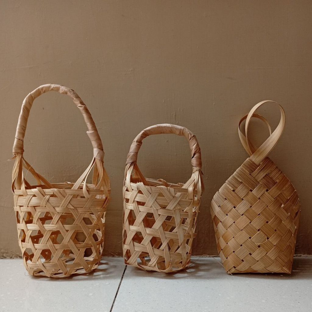 Keranjang Tas Anyaman Bambu 1 toples kuker|Tas Keranjang Serbaguna|Tas Anyaman|Hampers Hantaran|Bing