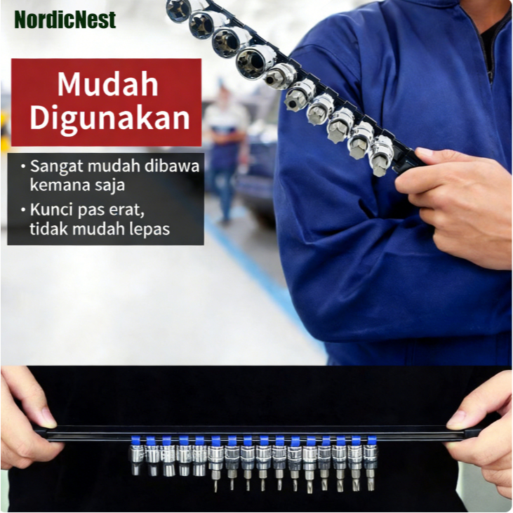 [COD] Tempat Socket Mata 1/2" Socket Rail Tempat Kunci Sok Sock Holder Tools