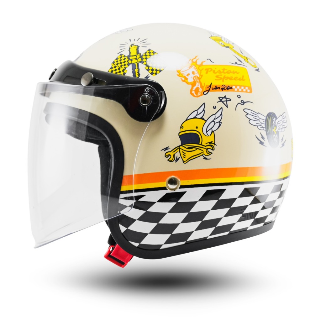 Helm Rsix Retro Bogo Pria Wanita SNI Terbaru Motif Piston Speed Custom