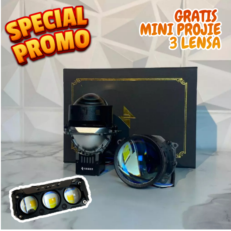 Lampu Utama Mobil SABER SR900.3 Projie 3 Inch – Lampu Depan Mobil | Garansi