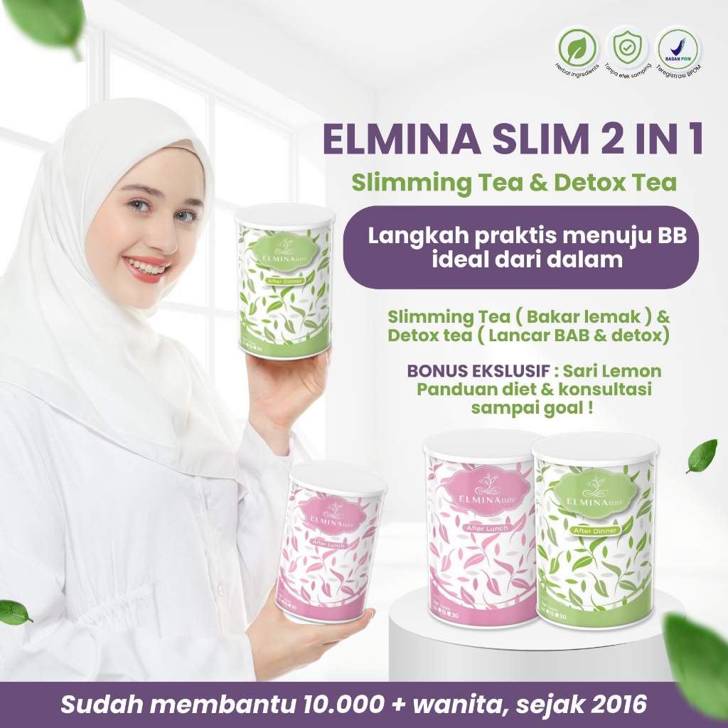Elmina Slim 2in1 Teh Pelangsing | Slimming Tea + Detox Tea | After Lunch & After Dinner