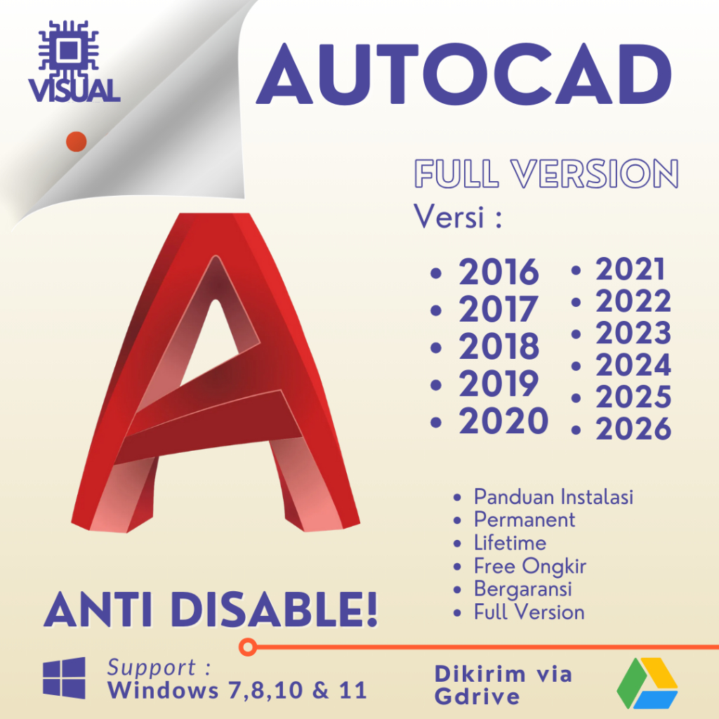 Autodesk AutoCAD Baru/Lama Anti-Disable Full Version 2026 2025 2024 2023 2022 2021 2020 2019 2018 20