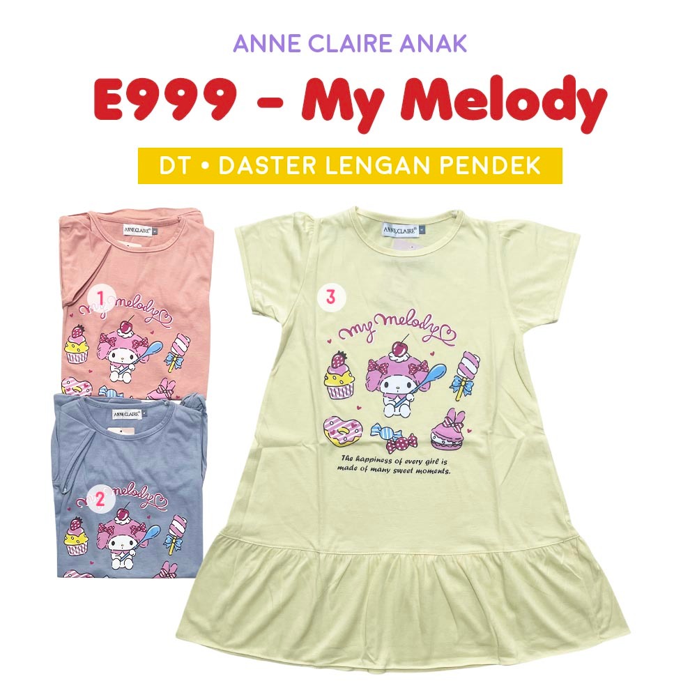 Daster DT Lengan Pendek Anak Cewek Anne Claire Bahan Kaos Baju Tidur Dress Perempuan Rumah Sleepshir