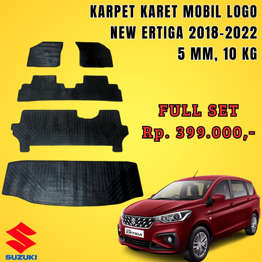 BagusKarpet - Karpet Karet Mobil LOGO Suzuki All New ERTIGA 2018-2022 Black Full Set
