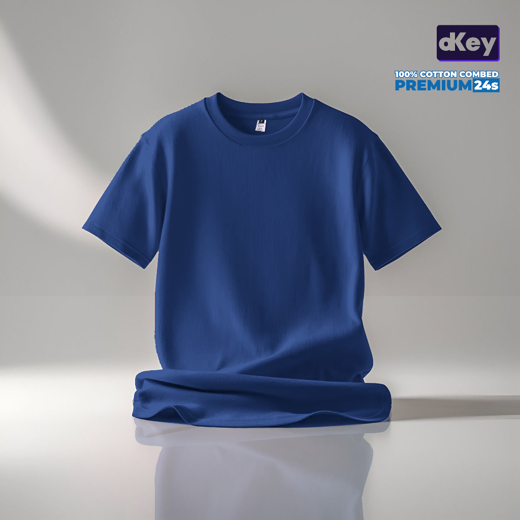 Kaos Polos Premium 24s Cotton Combed Biru Benhur