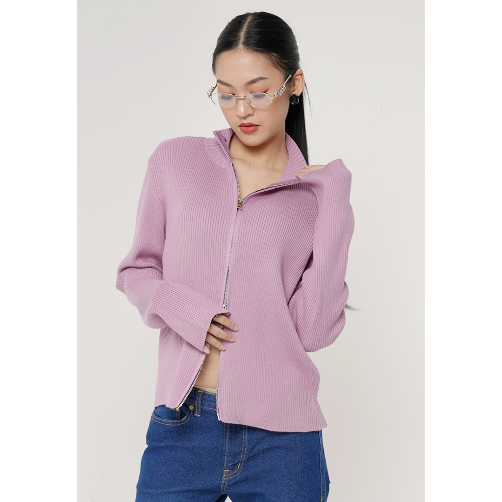 Hardware Clothing Atasan Jaket  Wanita Bahan Rajut Hardware Knit Zip Up