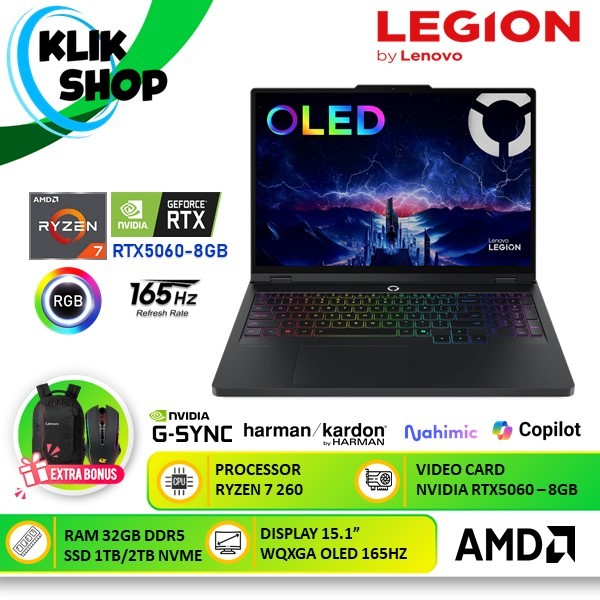 Lenovo Legion 5 Ryzen 7 260 RTX5060 32GB 1TB SSD OLED 165Hz Laptop Gaming