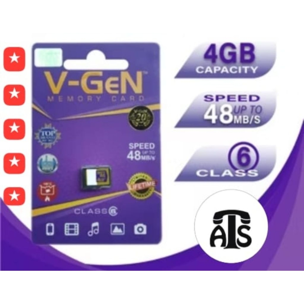 Memori 4 GB Memory Card VGEN Micro SD V-GEN Original 8gb 16gb 32gb 64gb 128gb Class10 Turbo Maestro 