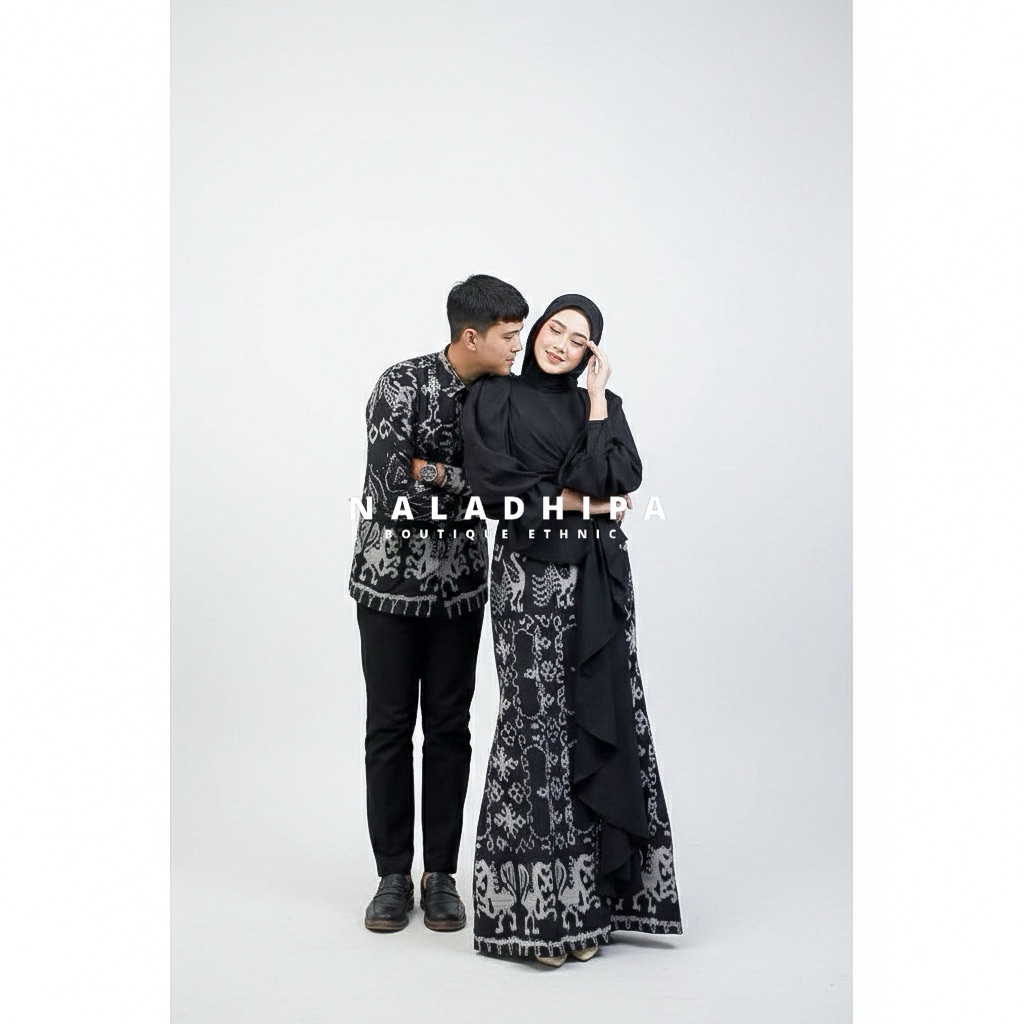 NALADHIPA BAJU TENUN COUPLE (KIRANA RAYA BLACK NTT) GAMIS TENUN KEMEJA TENUN