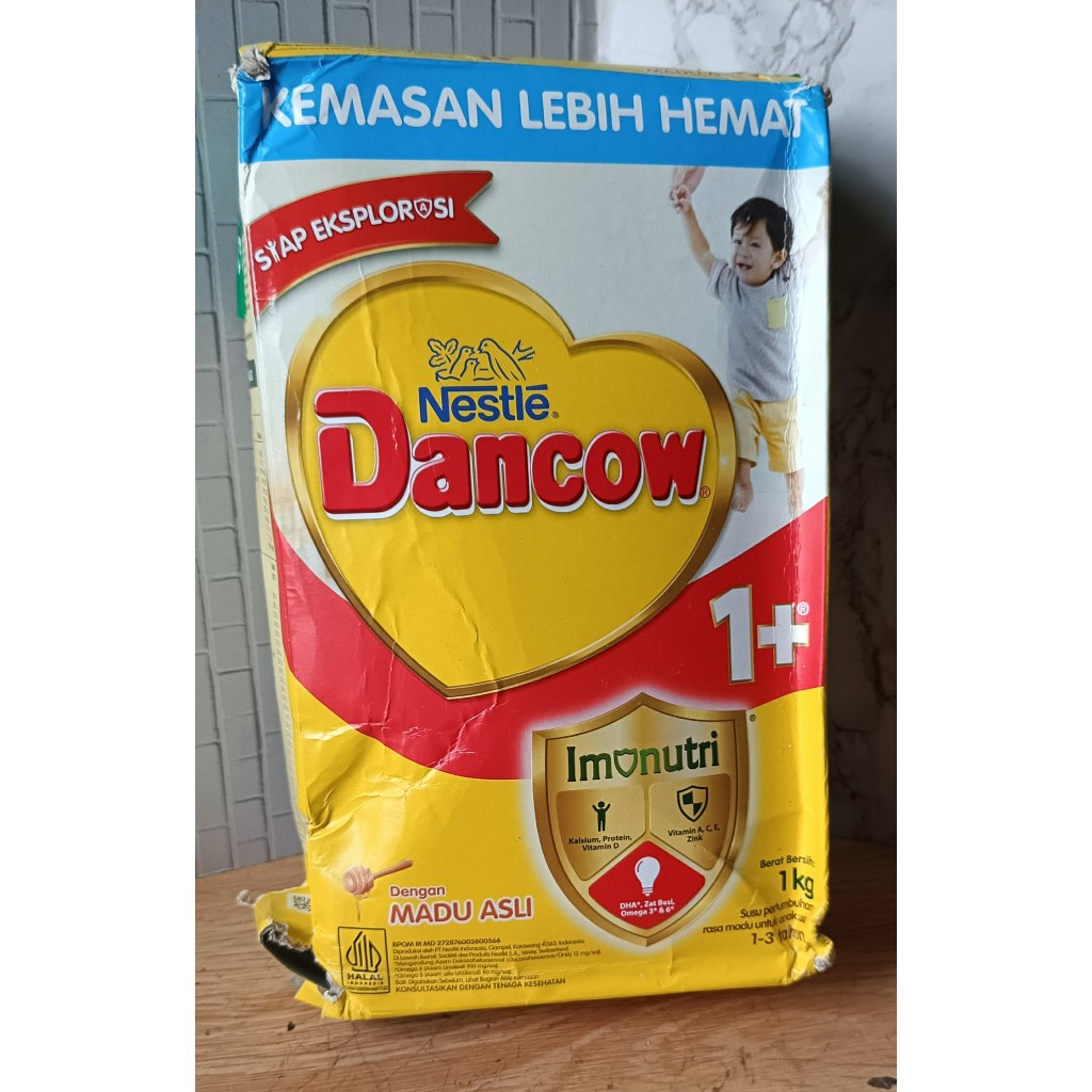 Susu Pertumbuhan Dancow 1+ Madu 1KG - 0 Gram Sukrosa, Tinggi Zink, Vitamin C, Omega-3  ( KARDUS RUSA