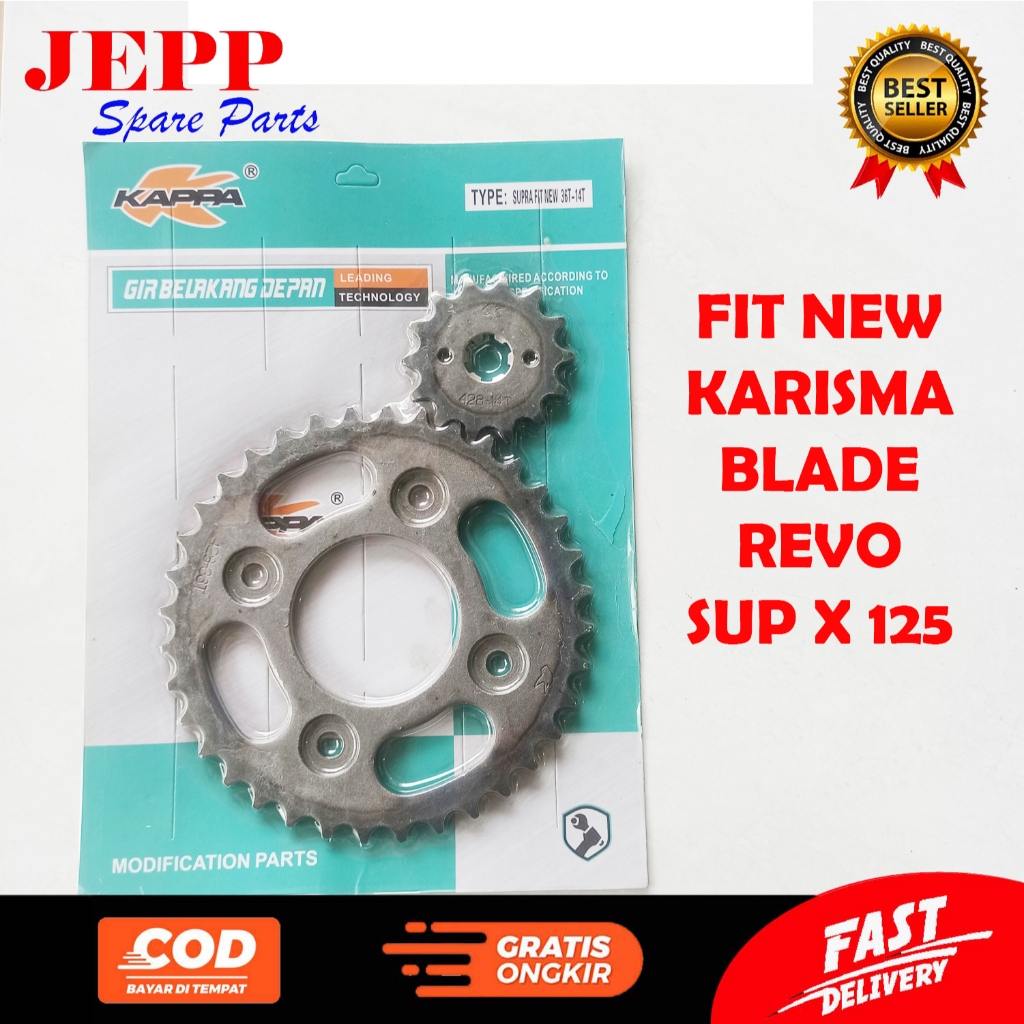 KAPPA GIR BELAKANG DEPAN SUPRA FIT NEW 36T-14T / GEAR DEPAN BELAKANG FIT NEW 38