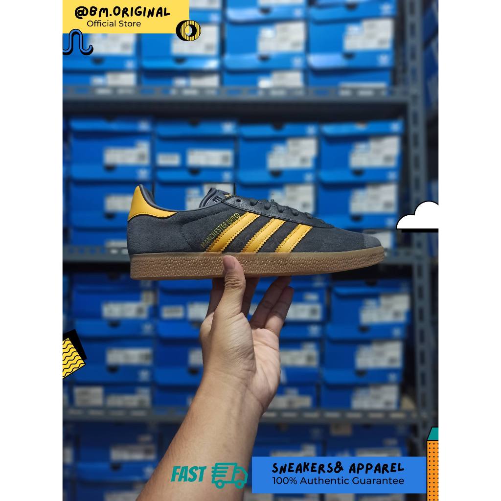 Adidas Gazelle Manchester United Utility Black Preloved Yellow Gum JR1410