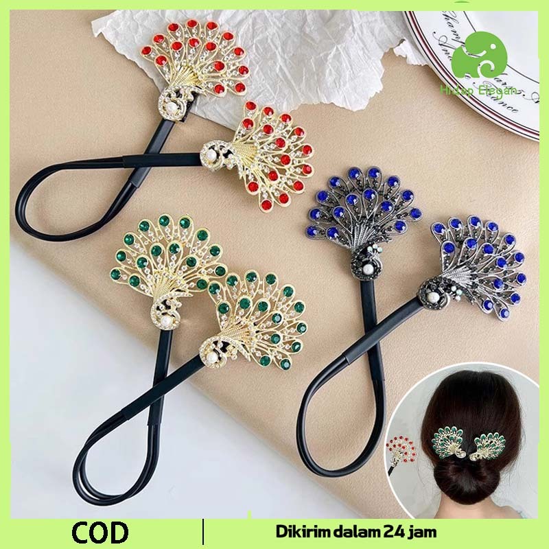 Sanggul Rambut Jepit Kemewahan Retro Jepit Rambut Model Sanggul Merak Jepit Konde Rambut Sanggul Umu