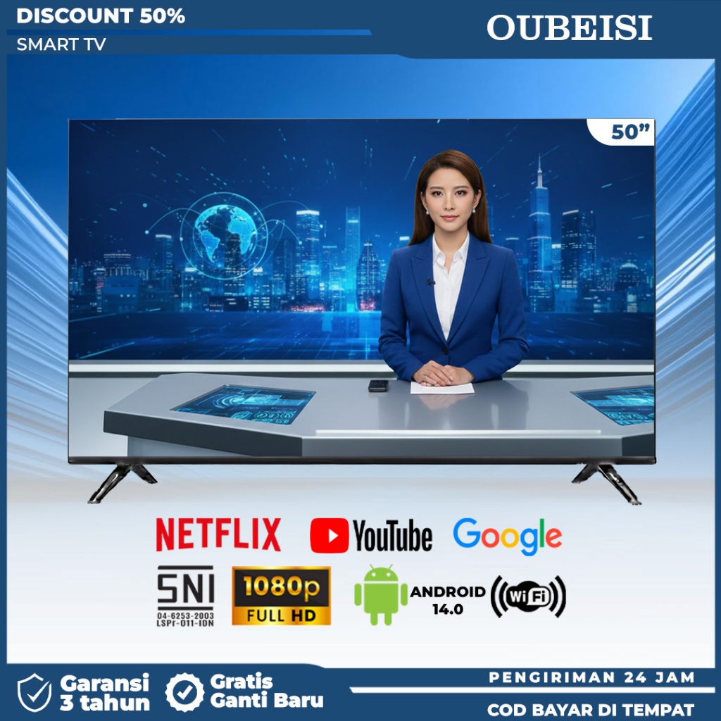 OUBEISI TV TV LED 50/55/65 inch smart Android TV Digital 4K UHD