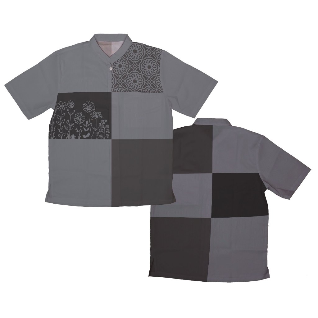 HD CUSTOM - Baju Kemeja Koko Muslim Pria Modural Panel Kotak Kotak Lengan Pendek & Lengan Panjang Cu