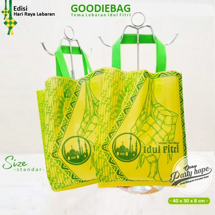 Isi 12 Goodie Bag Idul Fitri Grosir / Tas Spunbond Sembako Lebaran Hari Raya Idul Fitri Tebal Kuat