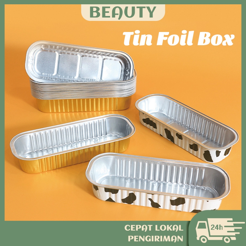 Tray Alumunium Foil Persegi Panjang + Tutupan Mika 200ml / Mika Dessert / Mika Aluminium Oven