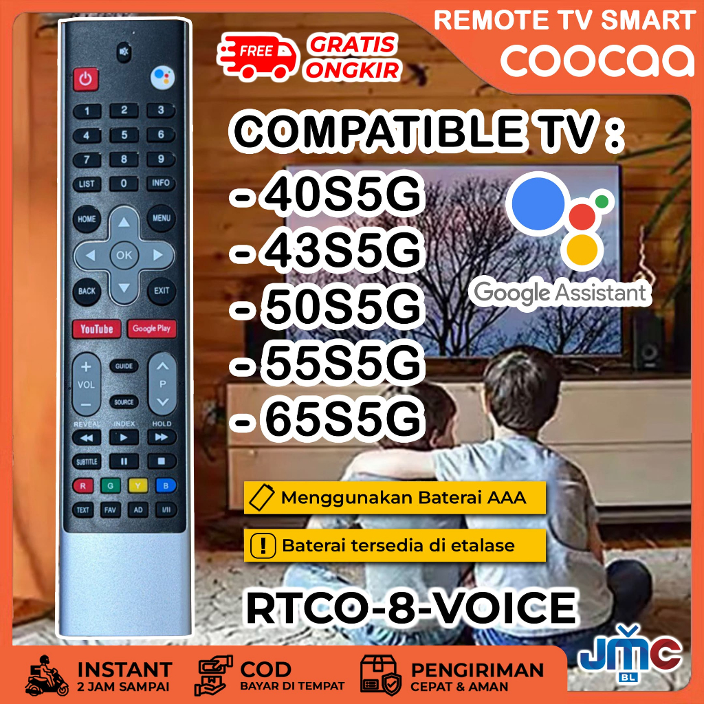 Remote TV Smart COOCAA 40S5G 43S5G 50S5G 55S5G 65S5G Voice Assistant
