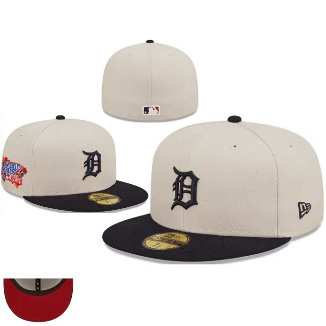 Topi  Snapback Fitted Detroit Cream Black World Series 1984 Visor Red Bordir Build Up Caps