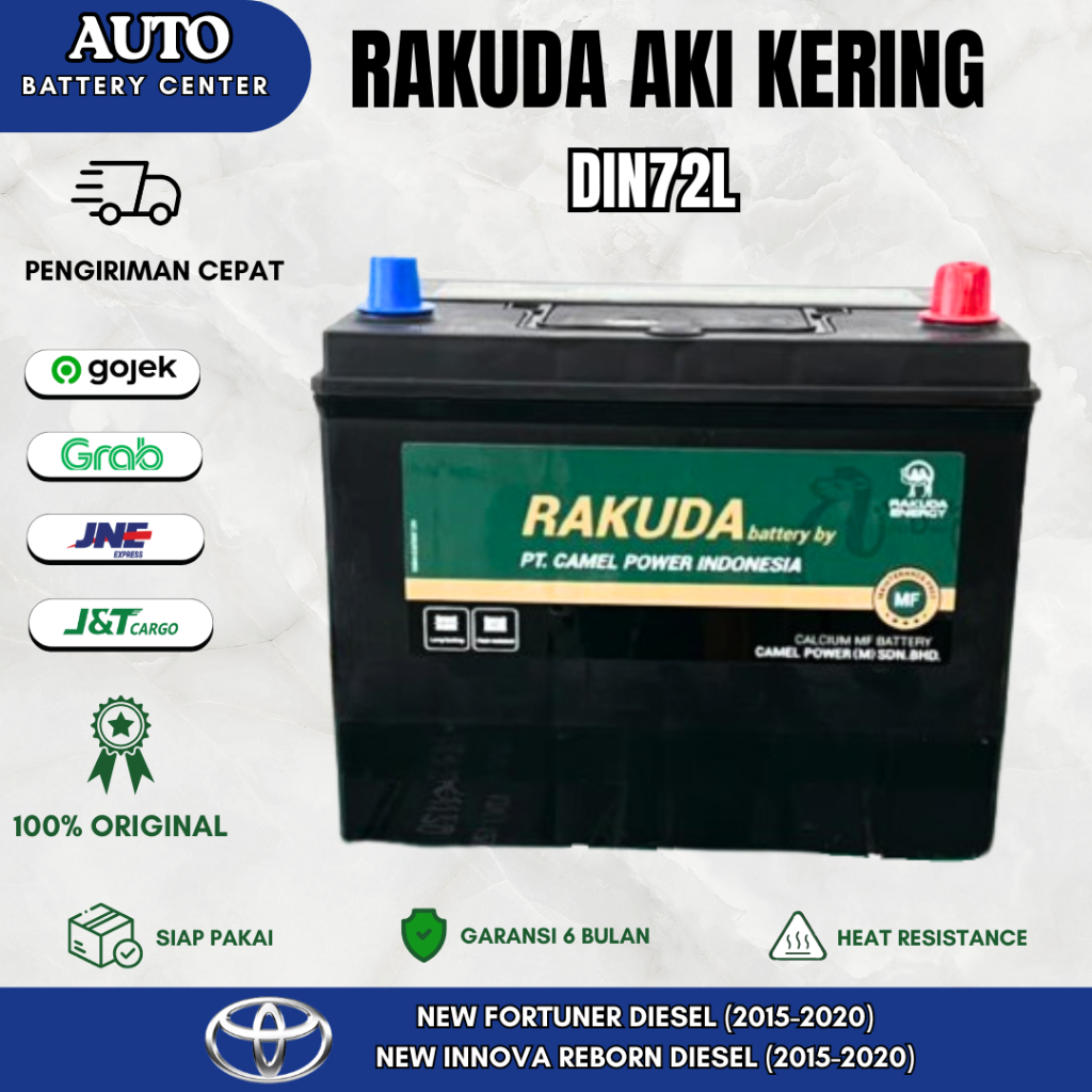Aki Kering Rakuda DIN72L -  New Fortuner Diesel, New Innova Reborn Diesel / Aki Kering Maintanance F