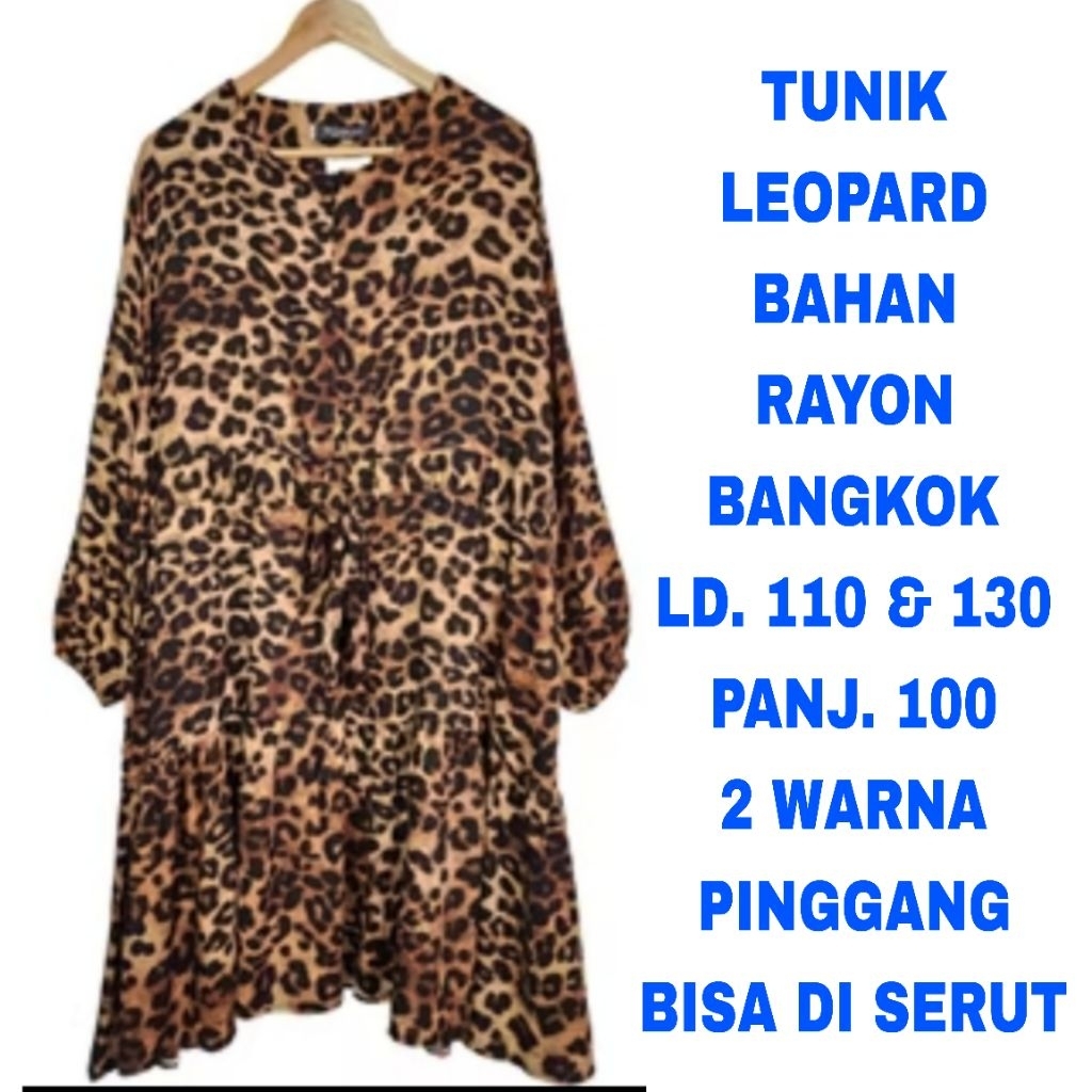 WK TUNIK LEOPARD WANITA BIG SIZE LD. 110 JUMBO LD. 130 BAJU ATASAN MUSLIM BAJU LEBARAN IDUL FITRI