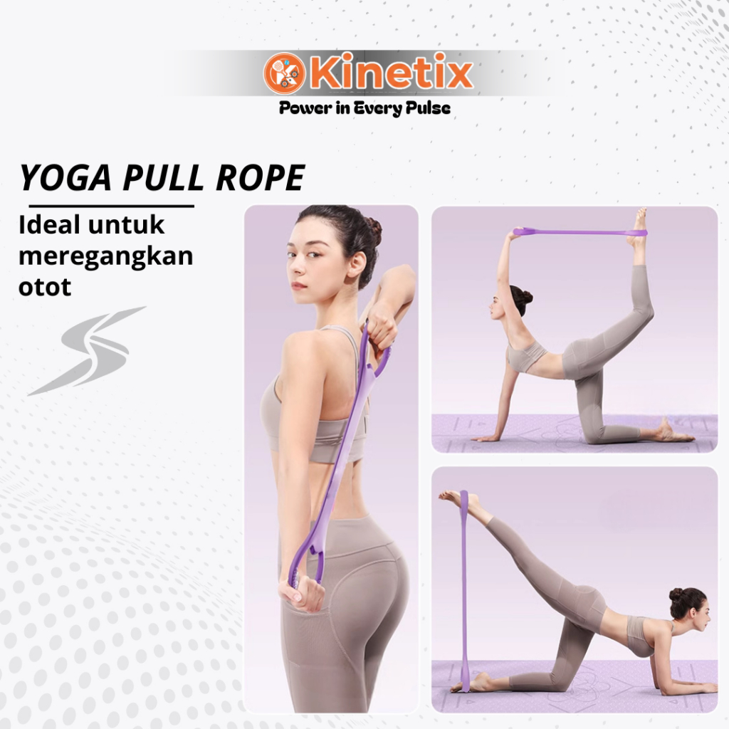 Tali Peregangan Yoga Elastis Tebal Silikon Penarik Bahu Latihan Punggung Wanita Pull Rope Pilates