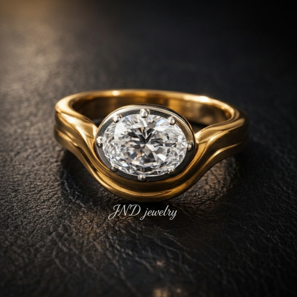 Cincin Berlian Oval Elegan Wanita Suasa Asli Lapis Emas | Gold Rosegold Silver | JND Jewellery