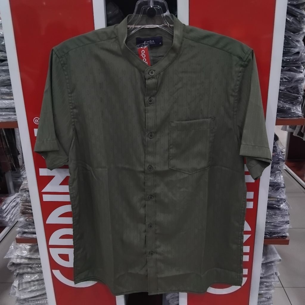EMBA KEMEJA KOKO / KEMEJA KRAH SHANGHAI / BAJU MUSLIM / BAJU TAQWA LENGAN PENDEK BAHAN POLIESTER + T