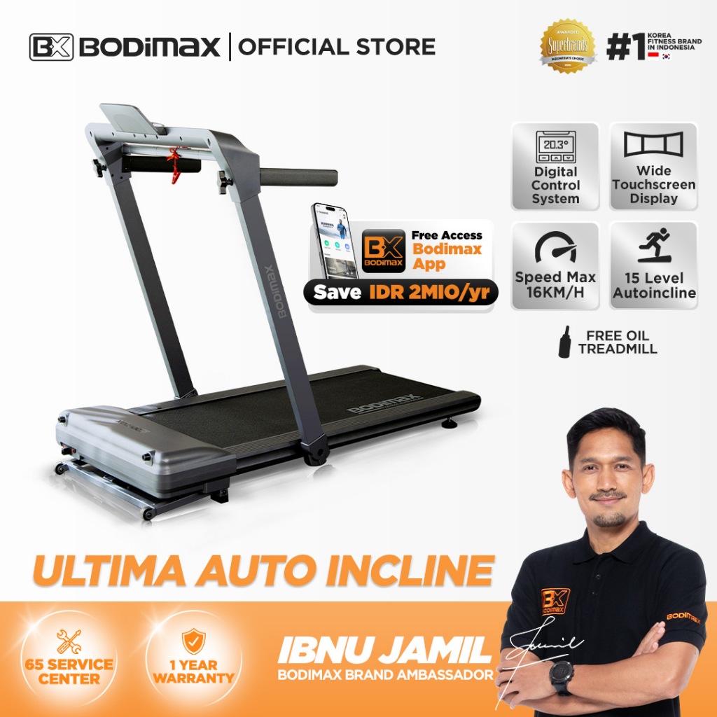 BODIMAX ULTIMA AUTO INCLINE / Treadmill / Auto Incline 15 Level / Max 16KM/H
