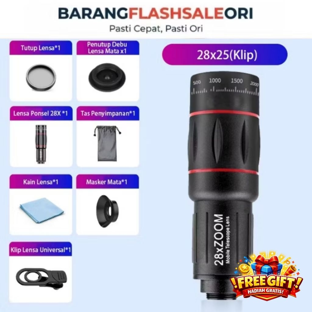 (NEW) Lensa Apexel 28x Zoom Lensa Zoom Lens Kamera Tele ZoomHP 28X Lensa Apexel Lensa Kamera HP