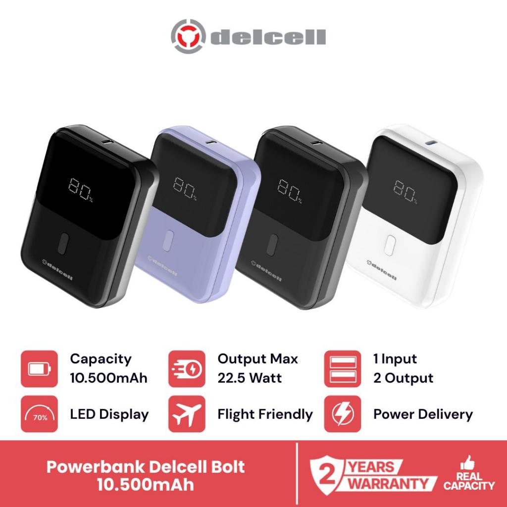 Delcell BOLT Power Bank Compact 10500mAh Fast Charging 22.5W Digital Display QC + PD