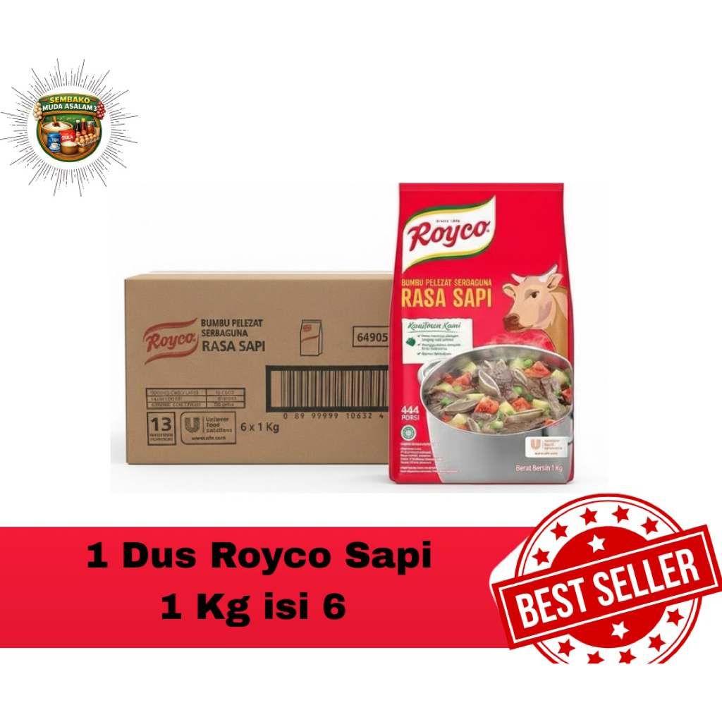 Royco Sapi 1 Kg / 1 Dus isi 6 / Royco Bumbu Penyedap Rasa Sapi 1 Karton