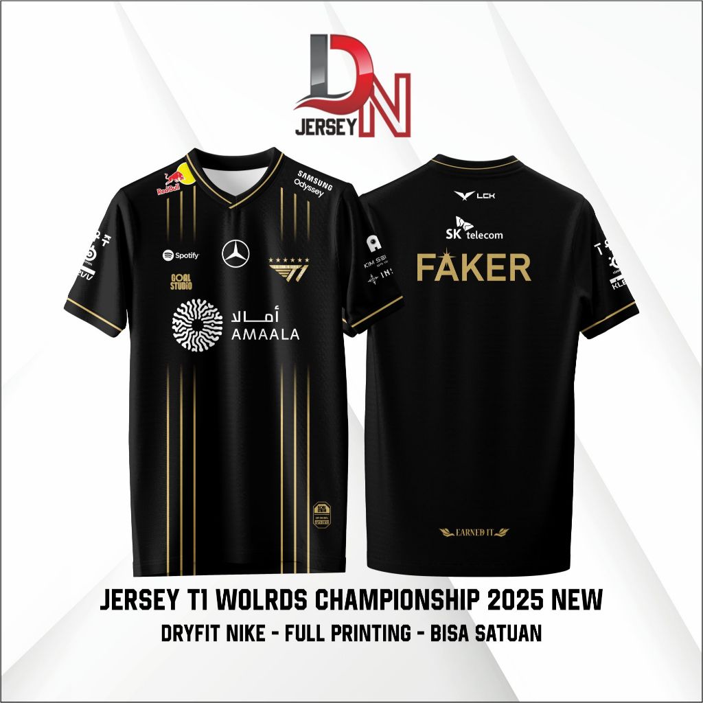 Jersey Kaos T1 LOL Worlds Championship 2025 2026 Terbaru Gratis Custom Nickname