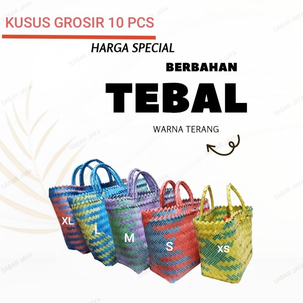 HARGA GROSIR TAS ANYAM (PAKET 10 PCS) TOTE BAG anyaman Plastik untuk bingkisan slamatan hampers leba
